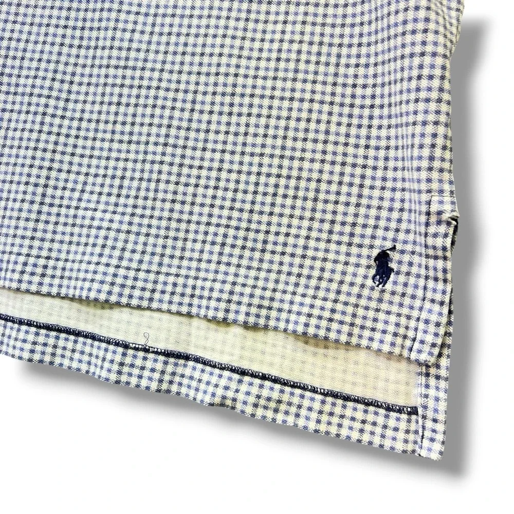 Polo Ralph Lauren Vintage Shirt Mens XL Blue Purple Checkered Pony Logo 90s Y2K
